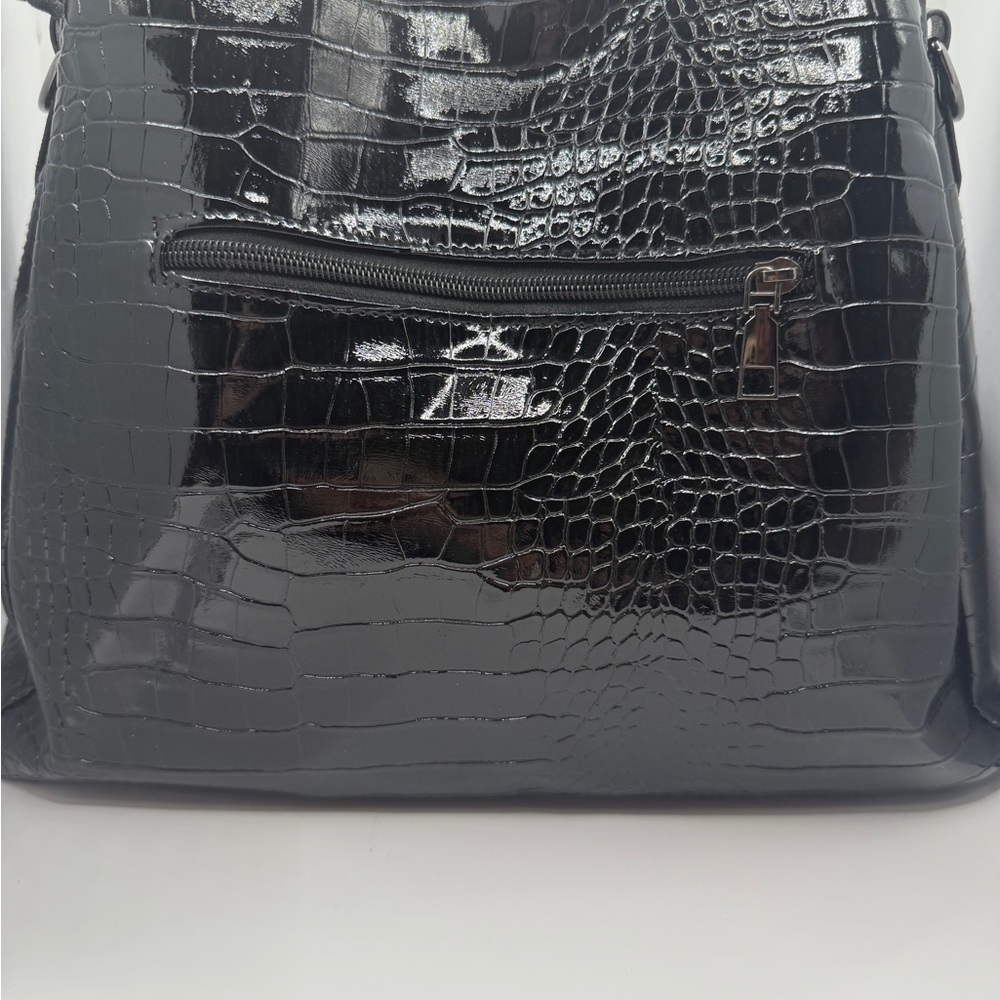 Elegant Black Croc-Embossed Women's Bag Set- 3 piece set - Laurel